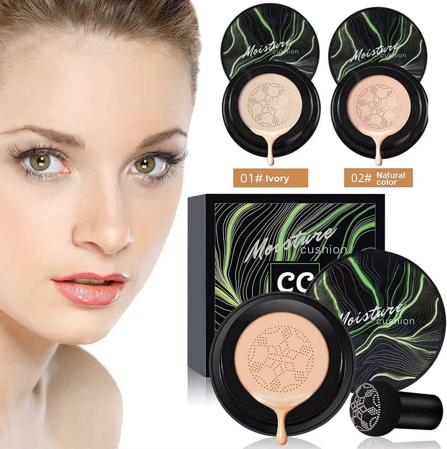 DermaGlow - Fond de ten Air Cushion cu Pigmenți Minerali