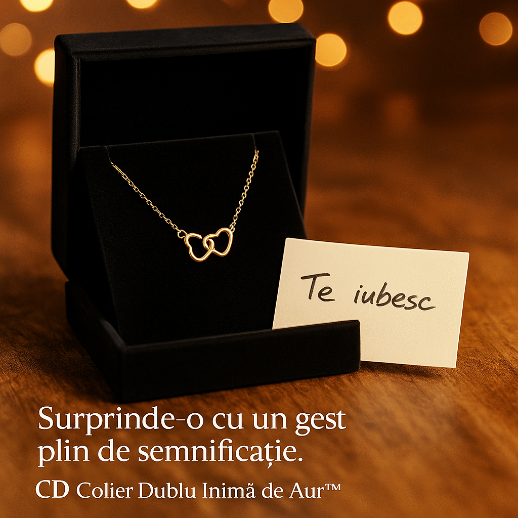 Colier Dublu Inimă de Aur – Simbolul Iubirii Eterne